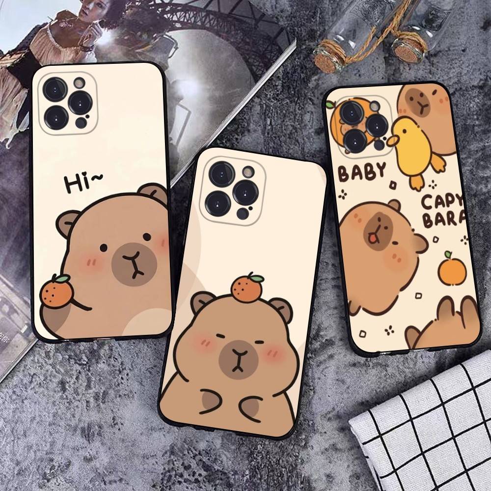 Cartoon Capybara Phone Case For IPhone 17 16 15 14 11 12 13 Mini Pro XS Max Plus Funda Shell