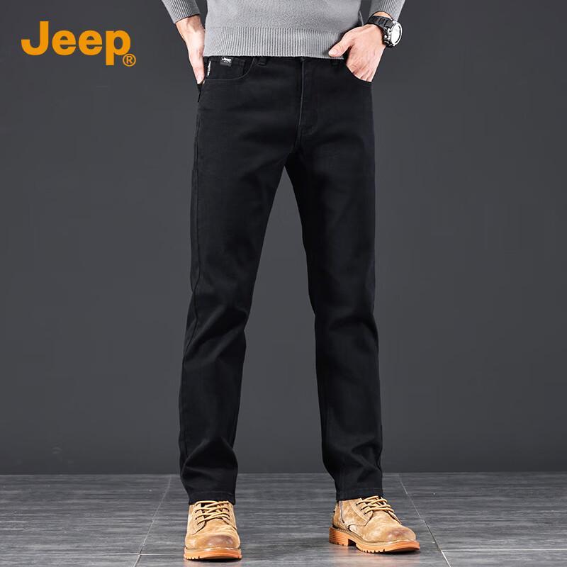 JEEP Men's Slim Fit Straight Black Jeans