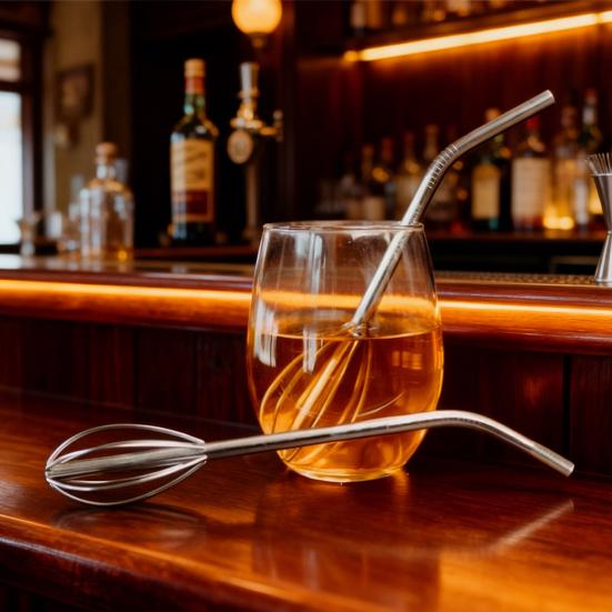 2-in-1 Stainless Steel Straw And Blender Flexible Reusable Whisk Straw for DIY Creative Shapes Kitchen Essential for Coffee Shops Restaurants