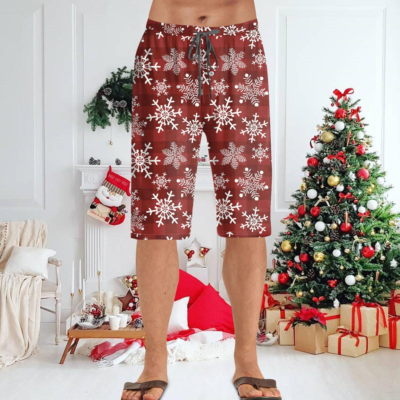 

Мужские повседневные и модные шорты с рождественским принтом XXXL винный