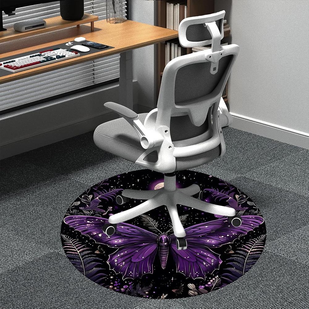 

1pc Butterfly Night Office Round Area Rug, Indoor Mat Suitable ForOffice, Under Office Chairs Bedroom Living Room Home Decor, Room Deco 033 80cm by 80cm