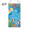 Refresh Home Decor Summer Wooden Hanging Sign, Welcome Sign Front Door with Floral Pattern Rope, Colorful Hanger for Seasonal Farmhouse Beach