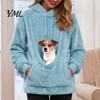 Sudadera con capucha extragrande para mujer, con bolsillo para mascota, peluda, con bolsillo tipo canguro, jersey con capucha para llevar perro/gato, para Otoño Invierno, cachorro