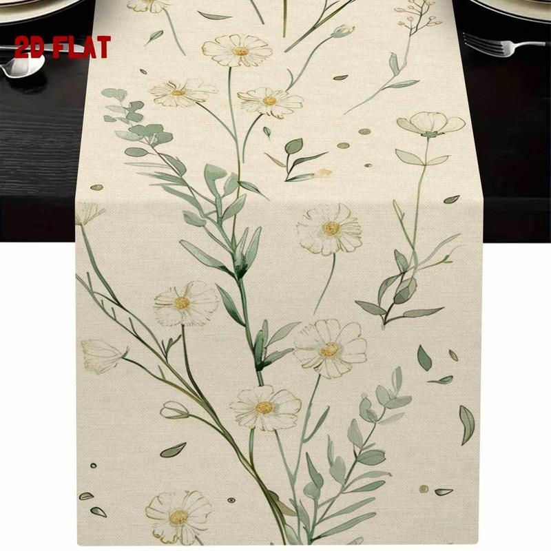 Nature - inspired Green Leaf Printed Table Runner, Dining Table Decor Women s clothing 40x140cm