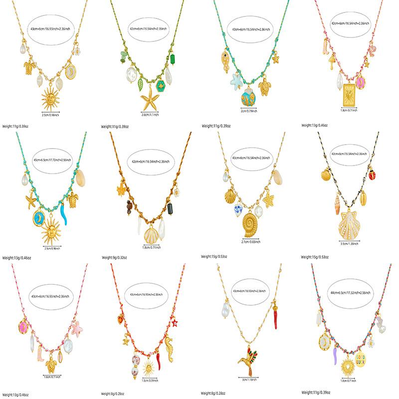 Ocean Themed Necklace for Women Starfish Shell Turtle Pendant Trendy Sea Creature Charm Jewelry