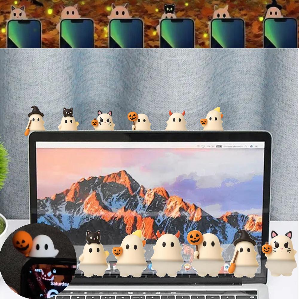 Ghostees Mystery Phone Buddy Stick-On Halloween Ghost & Pumpkin Phone Topper Cute Strong Adhesive Cling Decor