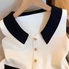 Women Elegant V-Neck Lapel Vest Summer Casual All-Match Chic Tanks Sleeveless Tops