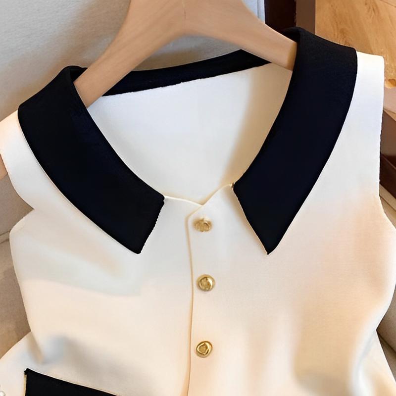 Women Elegant V-Neck Lapel Vest Summer Casual All-Match Chic Tanks Sleeveless Tops