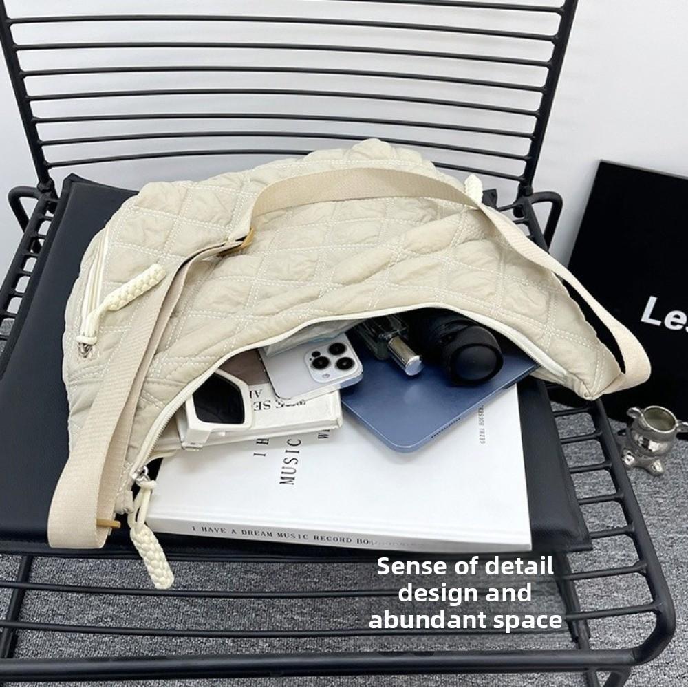 Fashion Lightweight Tote Bag Large Capacity Retro Texture Crossbody Purse Versatile Rhombus Messenger Bag Casual Use