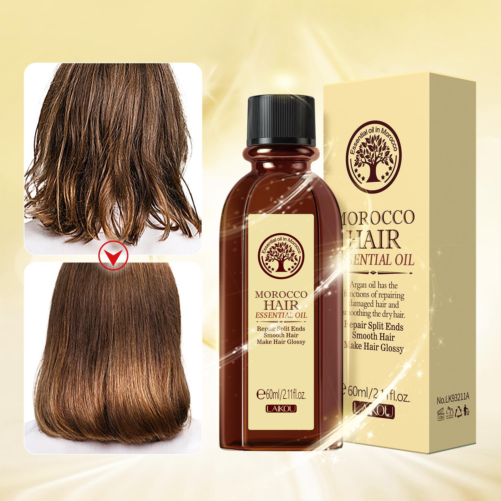 

LAIKOU Morocco Argan Oil Hair Care Repair Dry Damaged Treatment 60ml for Dry Hair Types Multi-functional Argan Hair Care Products for Woman Morocco Argan Oil