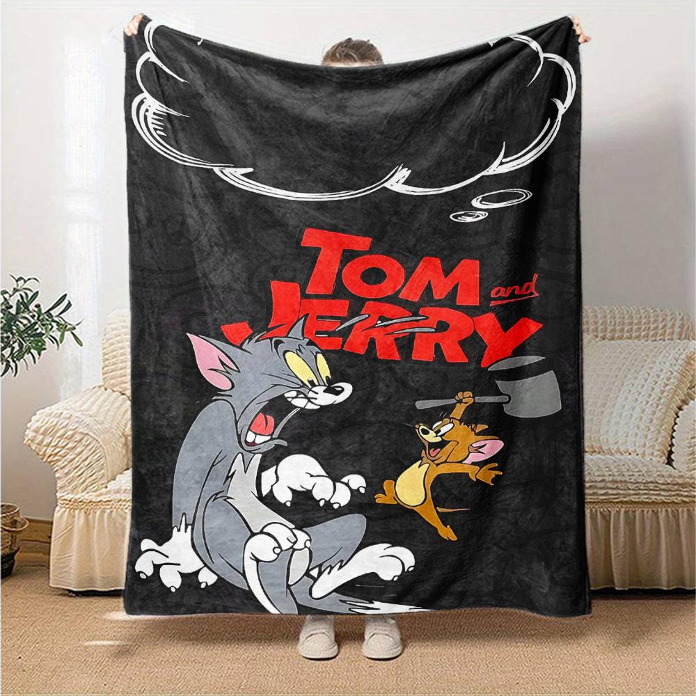 1pc Tom and Jerry Flannel Blanket Soft Warm Throw for Home, Office, Travel, All-Season Cozy Bedding Gift L1429