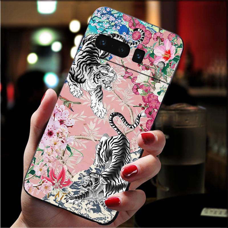 Japanese tiger art tattoo Carcasa Funda Phone Case For Google Pixel 10 9 Pro XL 9A 8 7 6 Pro Pixel 8A 7A 6A Pixel 8 7 6 5 Case