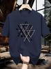 Unisexs Casual Comfort ShortSleeve 100 Cotton TShirt with Geometric PatternStylish VersatilePerfect for Attire