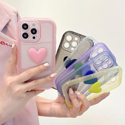 Applicable To IPhone13 Protector Case Love Girl Heart Candy Color Simple Transparent Apple 14PROMAX Mobile Case