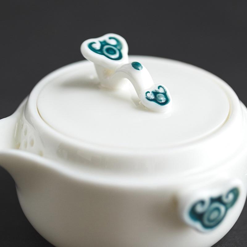 Ceramic Quick Tea Cup One Pot Three Cups White Porcelain Portable Tea Brewing Pot