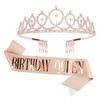 Crown Headband with Ribbon Shiny Rhinestones Headpiece Lightweight Design Stunning Sparkling Ribbon Feminine Slogans
