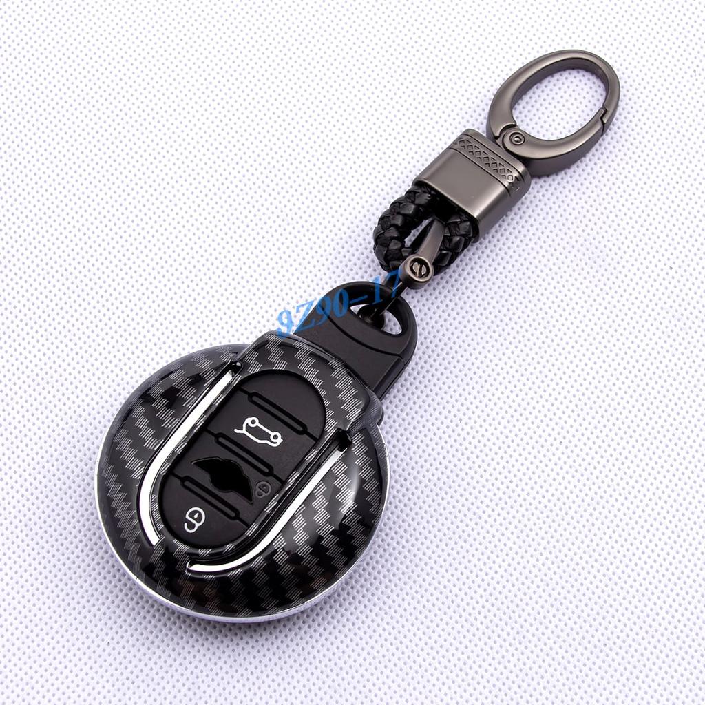 Carbon Fiber Car Key Fob Cover Case Chain Ring For Mini Cooper S One Countryman Clubman F54 F55 F56 F57 F60
