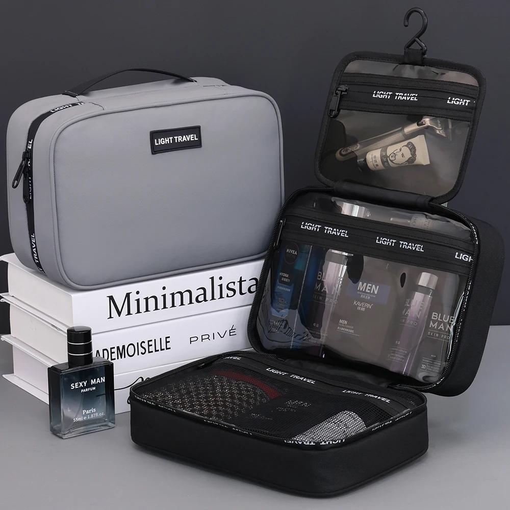 Herren faltbare Kulturtasche Reise Business Schichtweise Mehrere Taschen Kosmetik Make-up Etuis Männlich Hängend Aufbewahrung Organizer Kulturtasche