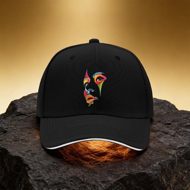Abstract Color-Block Face Eye Hat Unisex Printed Baseball Cap Sandwich Duckbill Cap Sports Hat Suitable for Daily Commute And Tr
