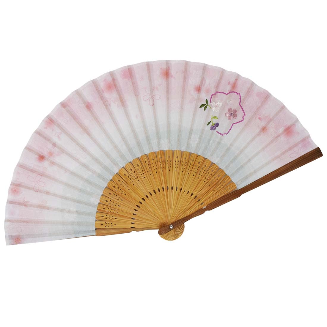 Kimono Softly Cherry Blossom Pink [Stylish Iroha] Fan, Embroidered,