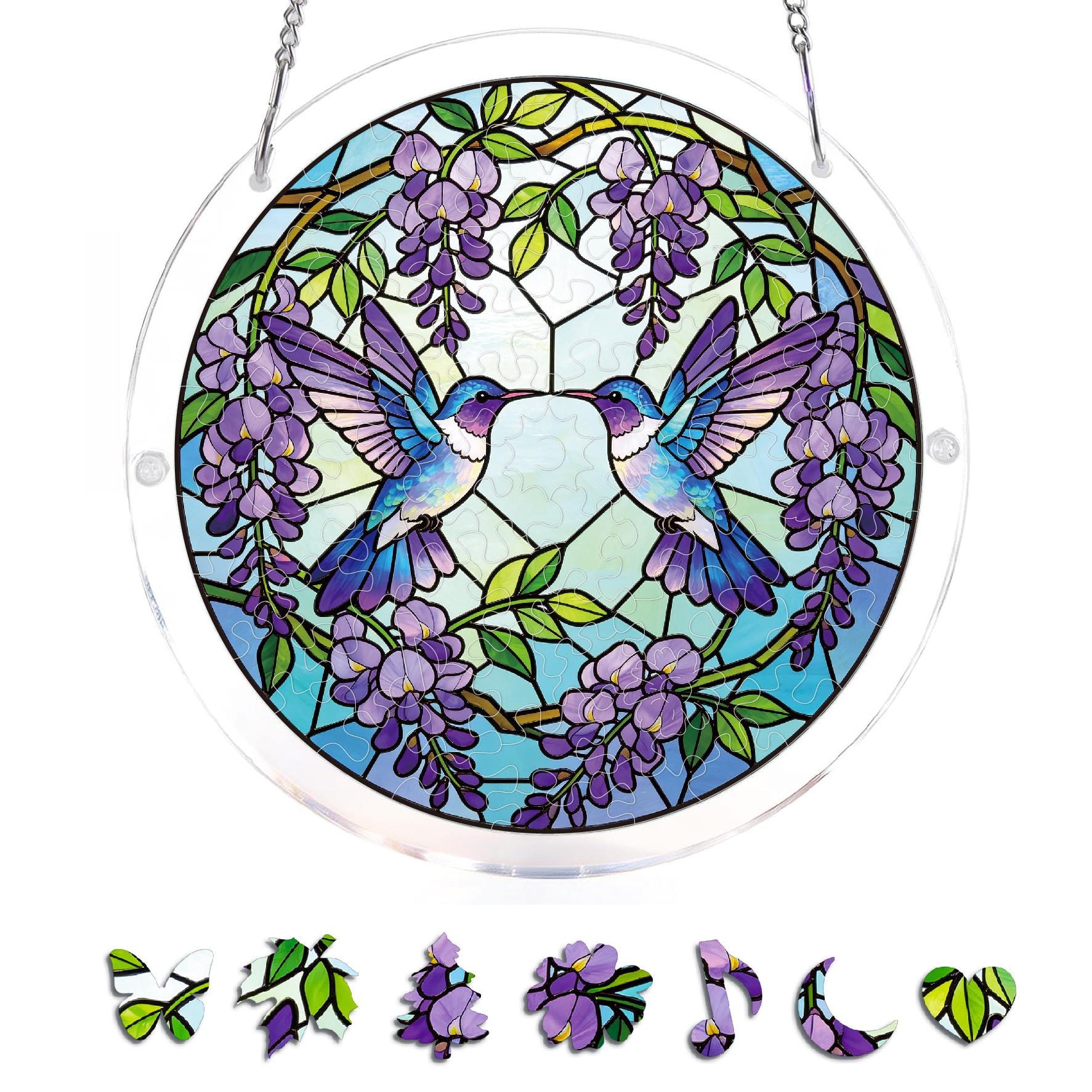 

83 Piece Acrylic Suncatcher Window Hanging Panel with Forest Path Design Stained Glass Style Decorative Sun Catcher 19cm Diameter One Size