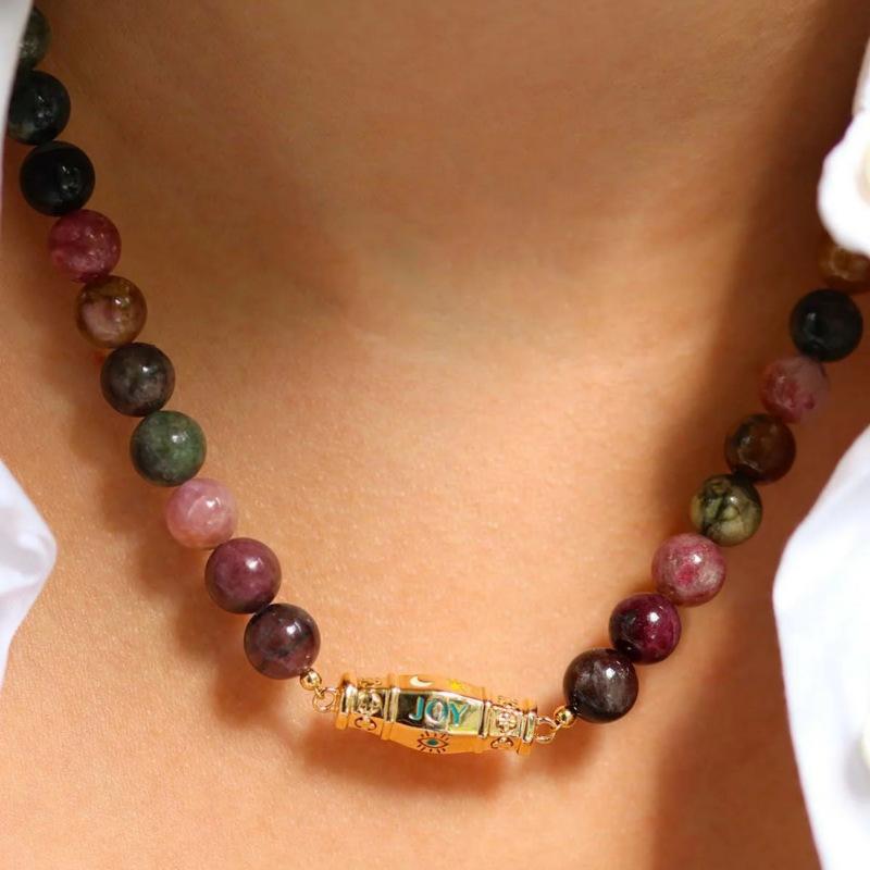 

Pearl Style Beaded Necklace Light Luxury Style Tarot Pendant Collarbone Chain Accessories