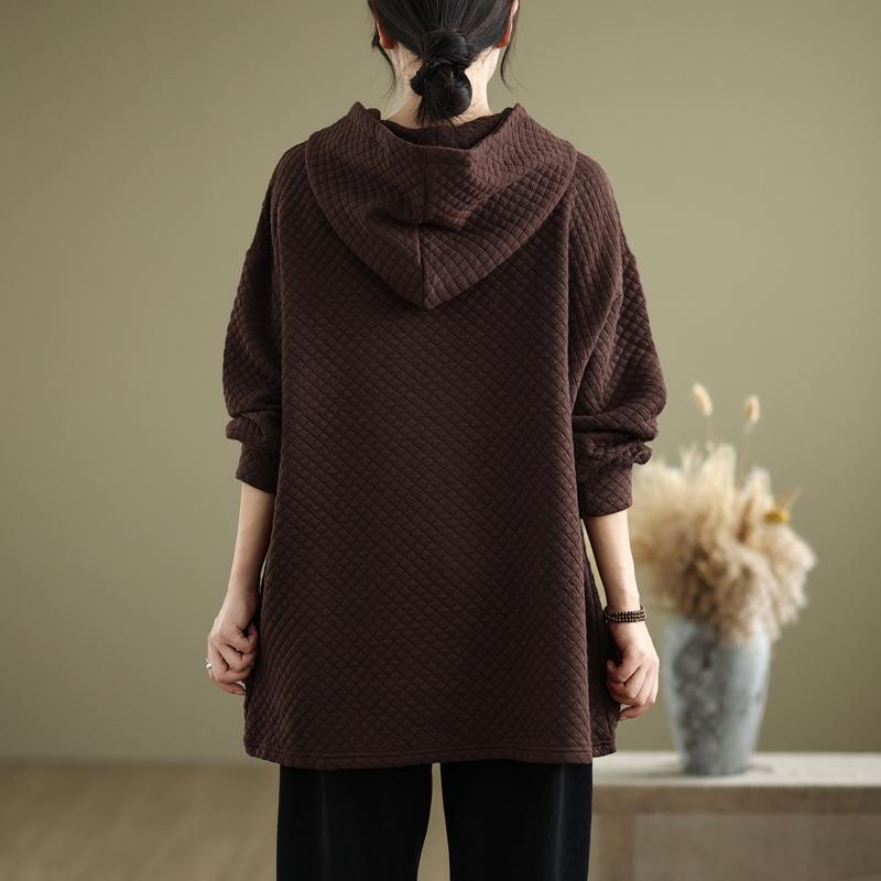 Dimanaf 2024 Otoño Vintage Jerseys Tops Mujeres Ropa a cuadros Sudaderas con capucha Sudaderas de gran tamaño Sueltas Casuales