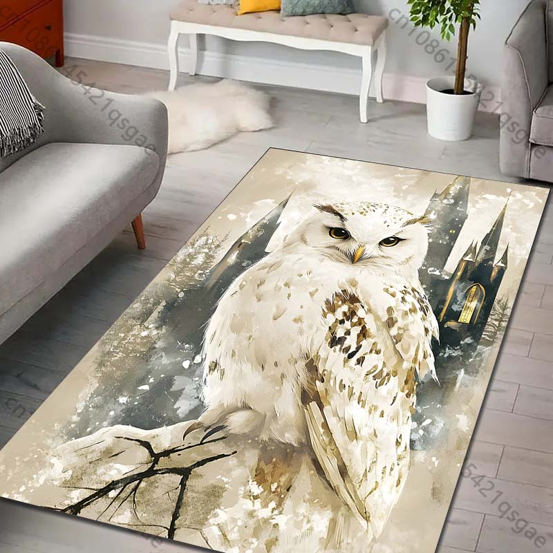 Magic Academy Owl Print Rug Carpet for Living Room Children Bedroom Mat Sofa Doormat Floor Rug Home Decor Anti Slip Mat for Gift