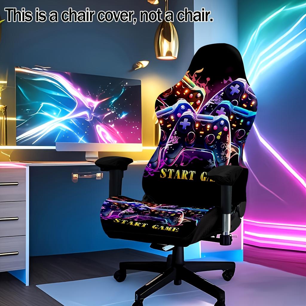 Halloween Gaming Chair Cover Pumpkin Ghost Print Office Chair Cover Set Suitable for Home Gaming Chairs Halloween Decoration