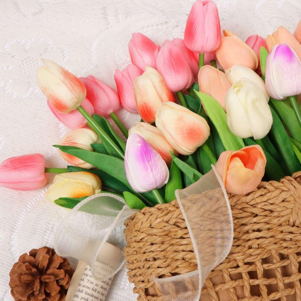 10Pcs Silk Flower Simulated Tulip Flower Creative Artificial Tulip Flowers Party Decor