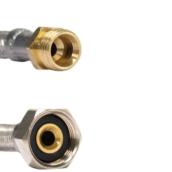 Flexible inox, 1000mm, 3/8" AG x 1/2" ÜM, pour eau potable