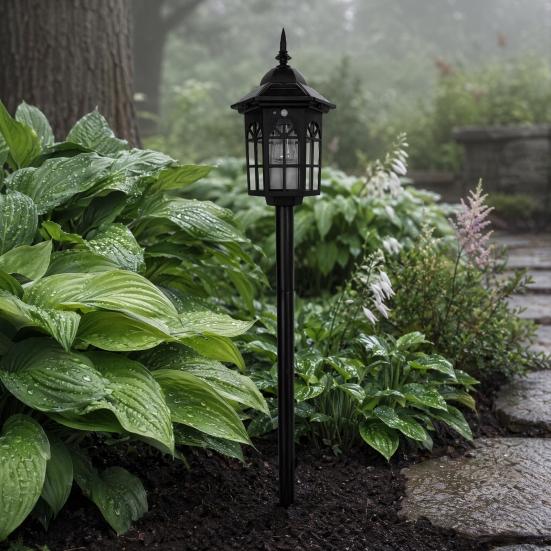 Solar Vintage Garden Stake Light, Motion Sensor Pathway Lamp, Waterproof Outdoor LED Lantern for Yard Patio Pathway Decor