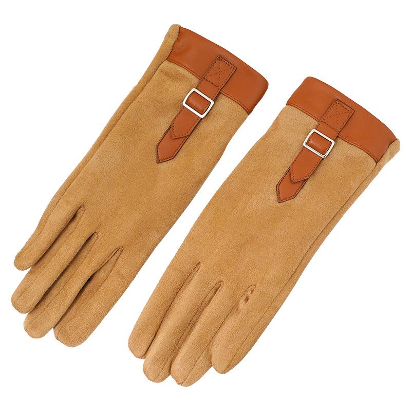 Women's Plush Suede Gloves: Warm, Touchscreen-Compatible for Winter Cycling, Driving & Skiing