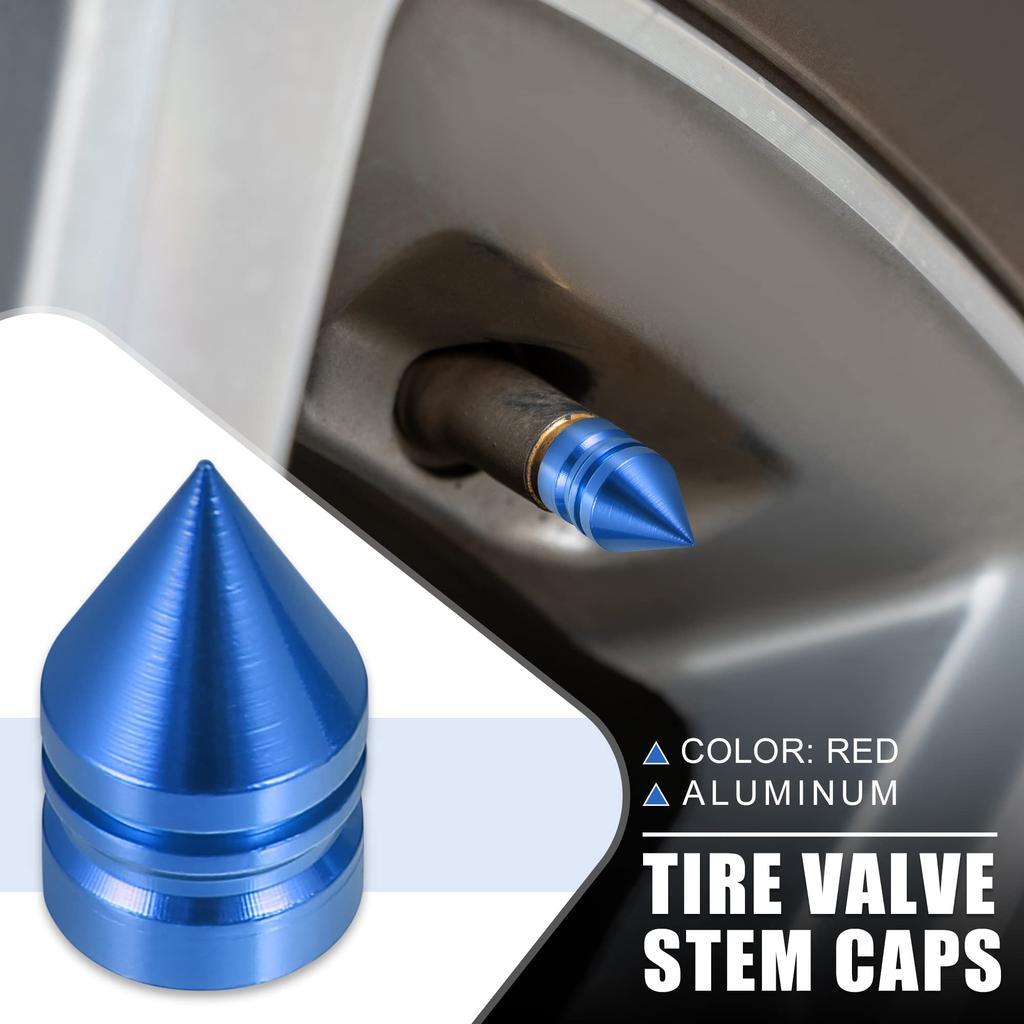 uxcell Tire Valve Caps Tire Valve Stem Caps Dust Valve Caps for Motorcycles Wheels Tower Shape 4 Pack Dark Blue