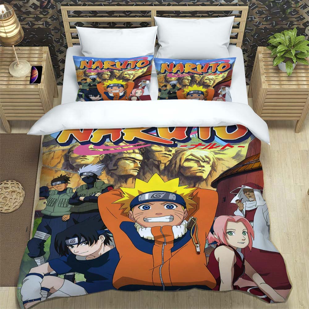 Naruto Pattern Quilt Cover With Pillowcases 3D Digital Printed Bedding Set Twin Full Queen King Children'S Gift
