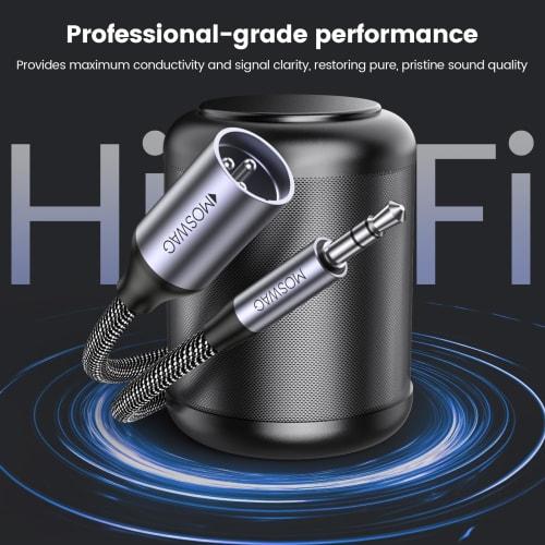 MOSWAG 3.5mm to XLR Cable, 3.5mm (Male) to 3.5mm (Male) Microphone Cable, Mini Jack Stereo to Canon Head Unbalanced Auxiliary Microphone Cable Compati