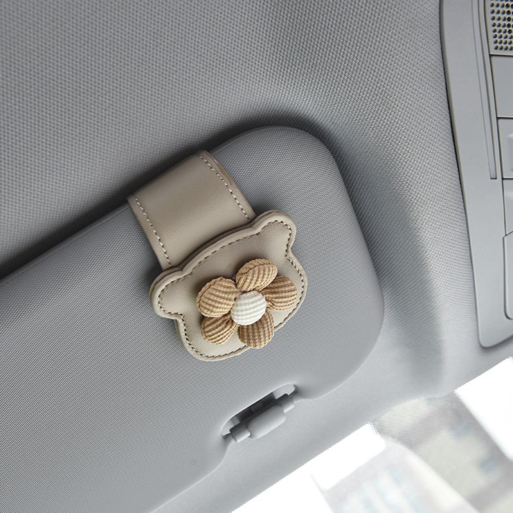 Universal Auto Sun Visor Glasses Box Flower Design Card Ticket Holder Eyeglasses Accessories