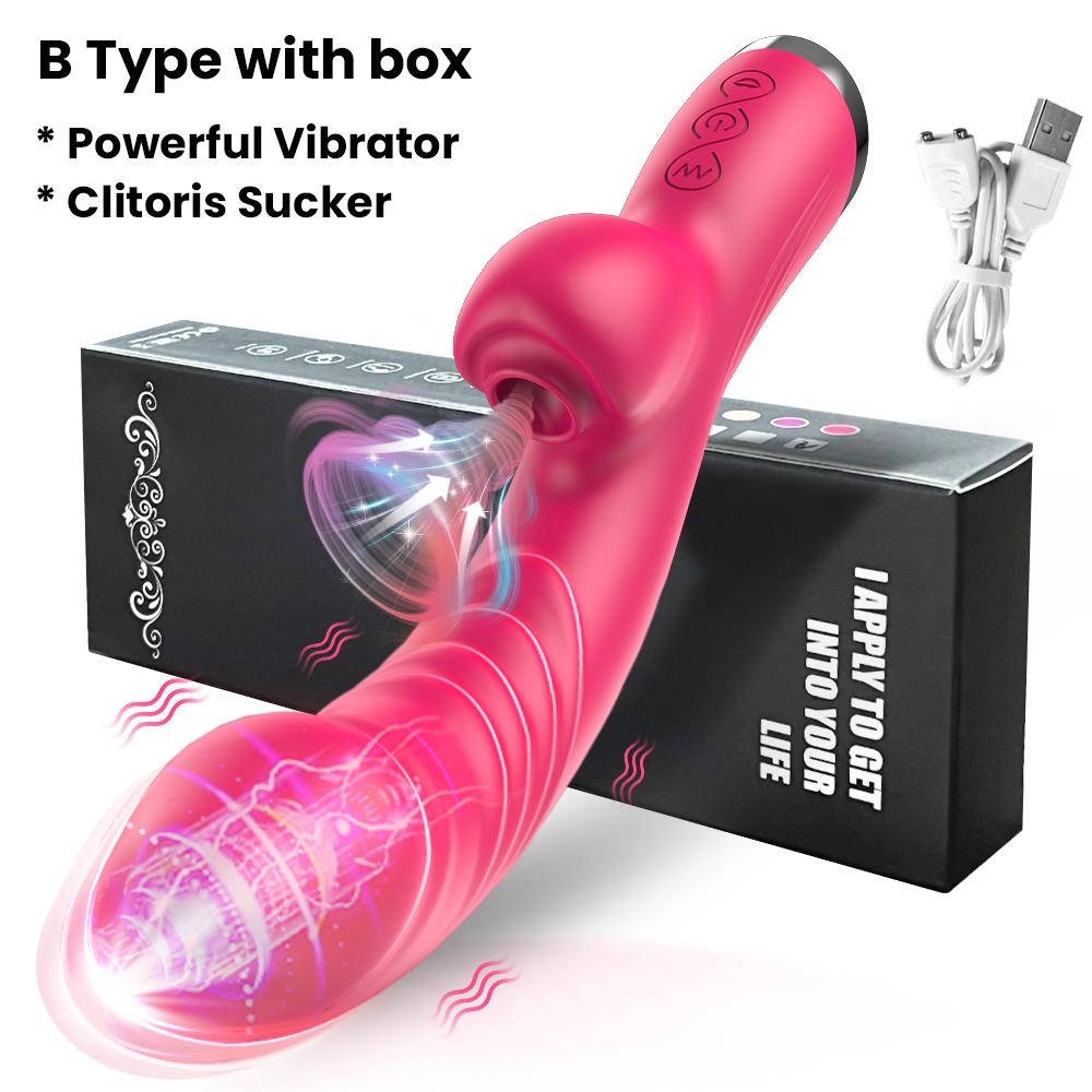Powerful Thrusting Vibrator Female Clitoris Sucker Vacuum Stimulator Tongue Licking Dildo Adult Supplies Vibro Sex Toy for Women