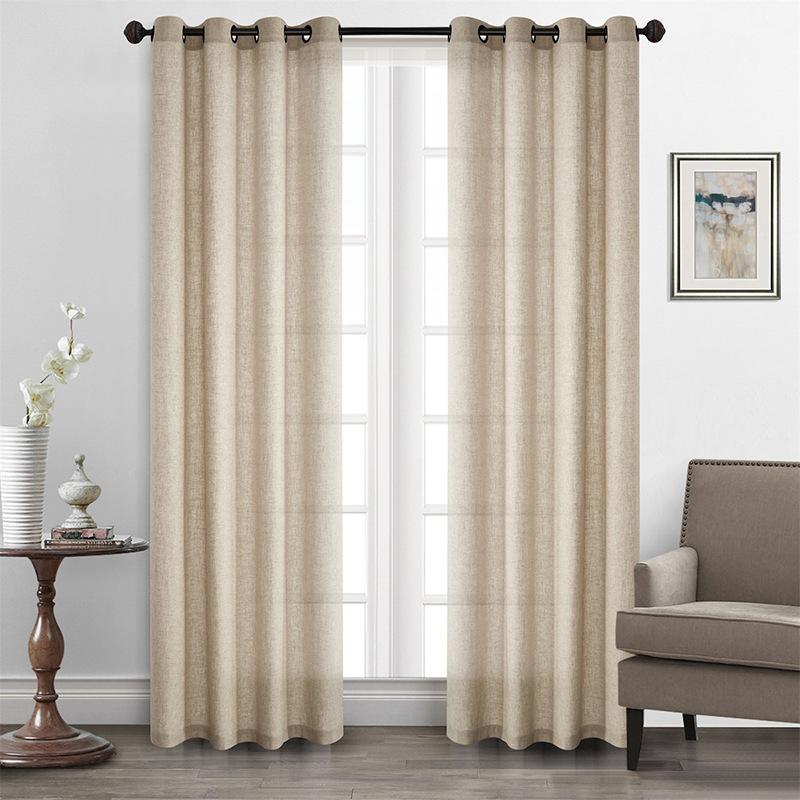 Curtains Natural Linen Curtains, Bedroom Living Room Multi-Color Semi-Blackout Curtains Finished Products