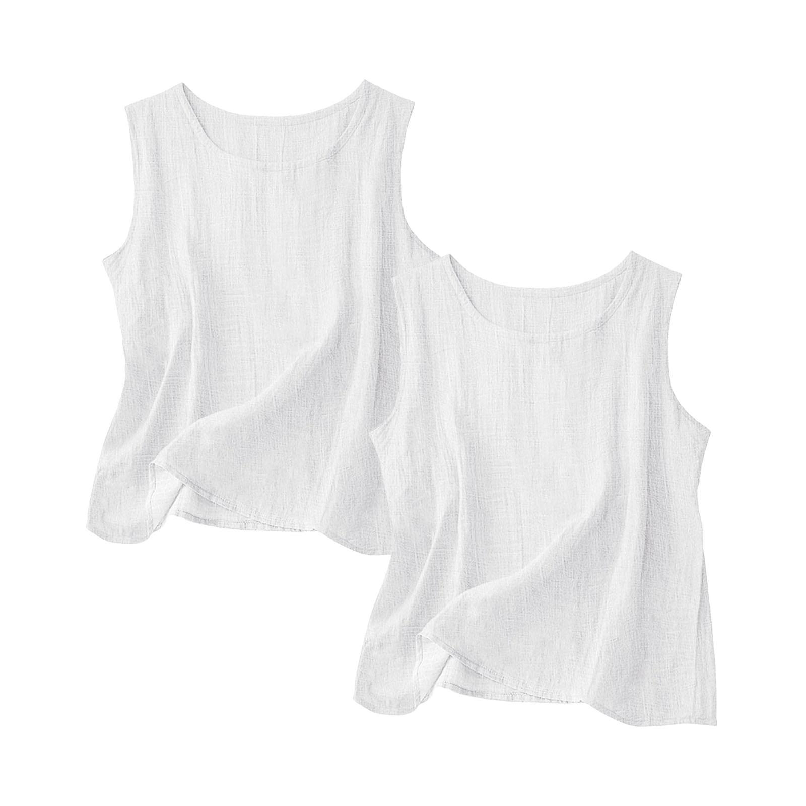

Women s Color Cotton And Linen Camisole Loose Inner Sleeveless Versatile Bottoming Top XL білий