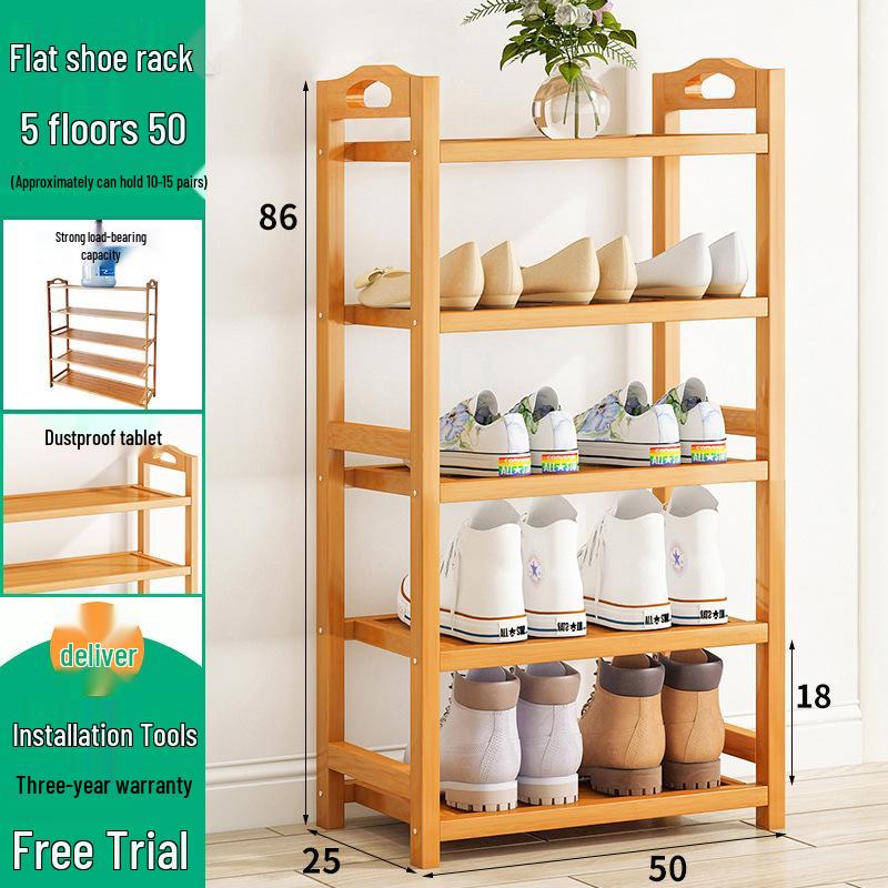Wall-Mounted Bamboo Shoe Rack: Space-Saving, Dustproof, Multi-Layer Storage for Entryway