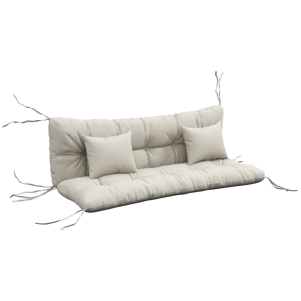 4-Piece Set Seat Cushions, 150x50 cm Water-Repellent Chair Cushions with Tie Straps, 10cm Thick Cream White
