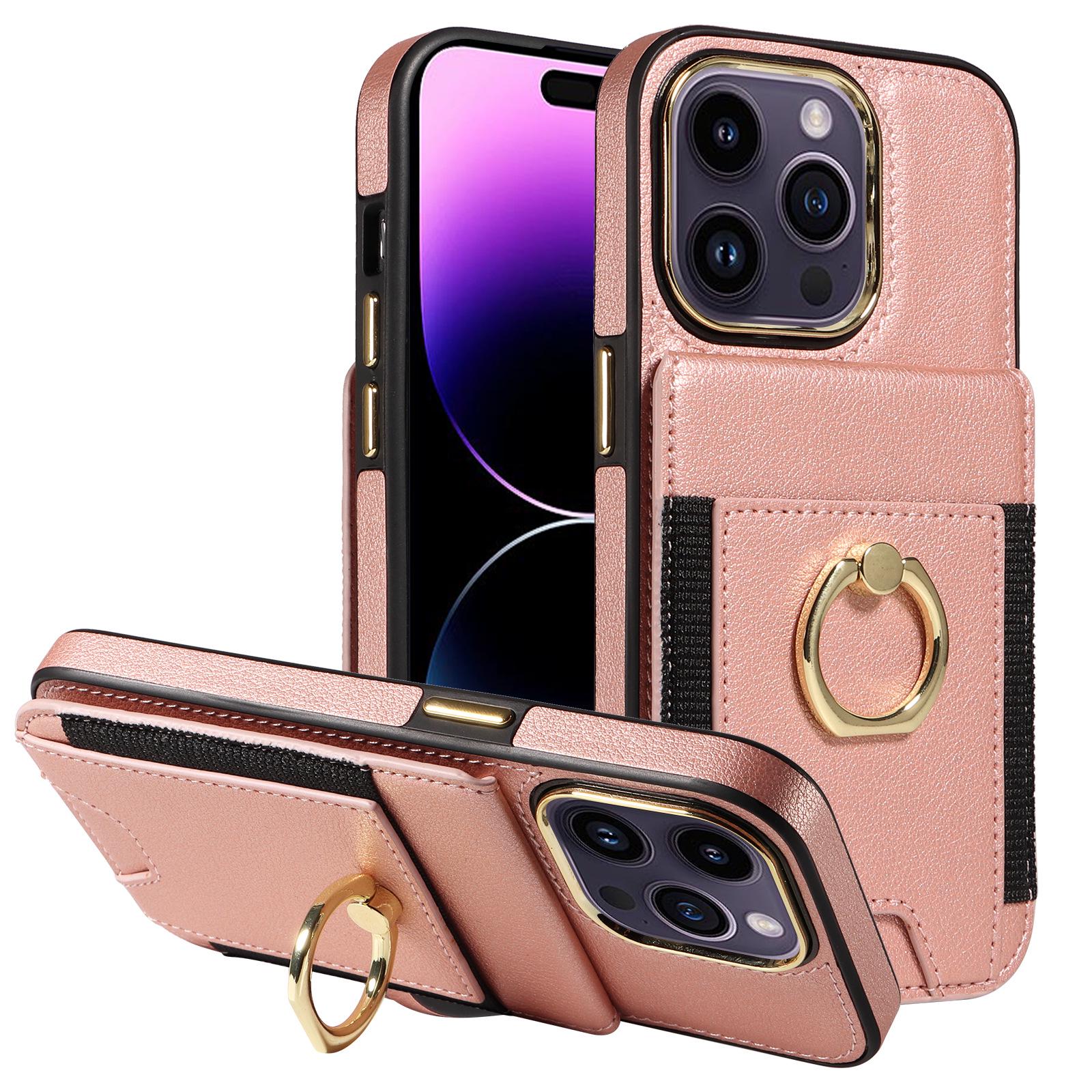 

Чохол-гаманець із задньої кришки iPhone SE із натуральної шкіри для Apple iPhone7/8/13Pro, захисний і стильний чохол для мобільного телефону. 17 Pro Max рожевий колір золота