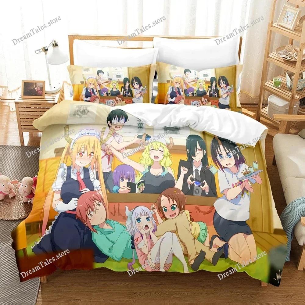 3D Printed Anime Miss Kobayashis Dragon Maid Kanna Bedding Set Boys Girls Twin Queen Size Duvet Cover Pillowcase Bed Kids Adult7