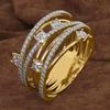 Exquisite Female Rings  Sterling Silver Multi-layers Cross Shiny Cubic Zirconia Rings for Women Promise Love Wedding