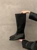 Retro Flat Boots Boots Women's Shoes Year-old Simple Versatile Knight Boots Boots Spring and Autumn Single Boots