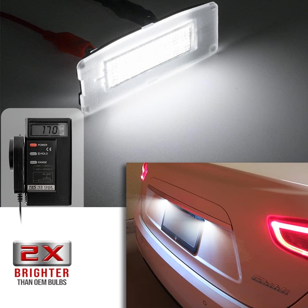 

NJSBYL Xenon White LED License Plate Lights for 2014 2015 2016 2017 2018 2019 2020 Maserati-Ghibli S S-Q4 M157 LED Rear License Plate Tag Lamps