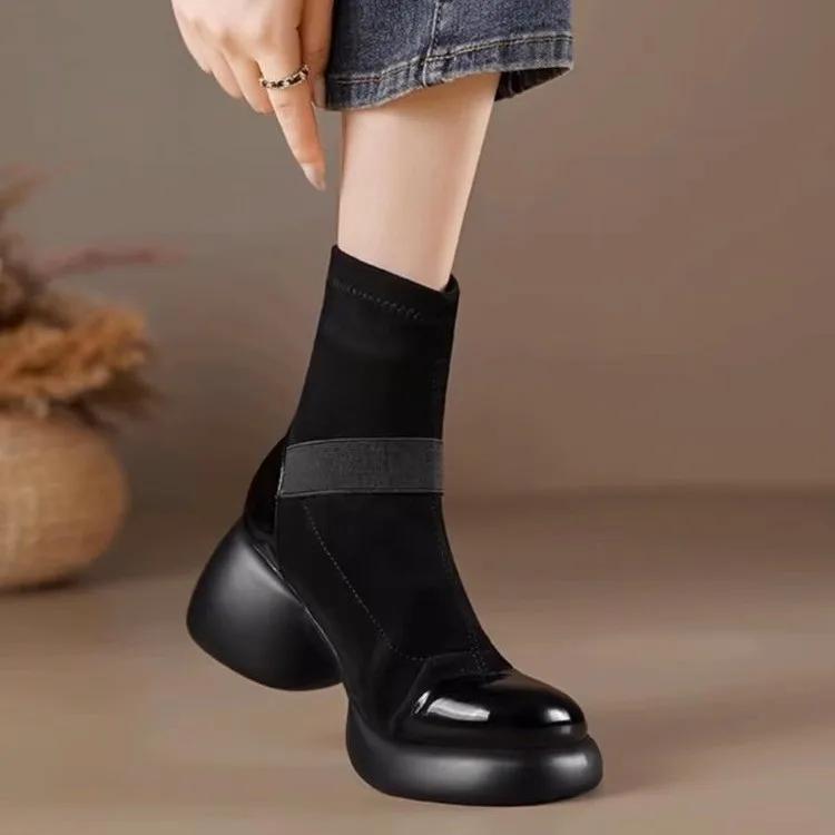 

Мода 2024 Новый стиль женские эластичные сапоги сетчатые красные популярные винтажные короткие сапоги с толстой подошвой на толстой шнуровке 40 чёрный