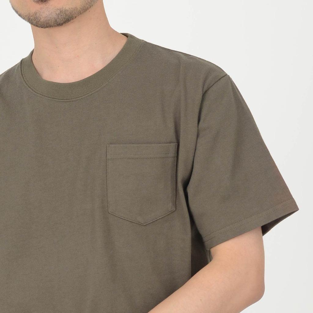 T-Shirt.ST Men's 10.2oz Khaki T-Shirt, Short Sleeve, Solid Color, Super Heavyweight Cotton with Pocket, Size XL