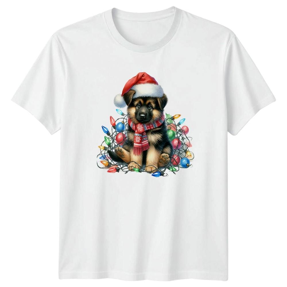 GerUnisex Shepherd Puppy Christmas Holidays Unisexs TShirt Unisexs Tee Graphic Top a S